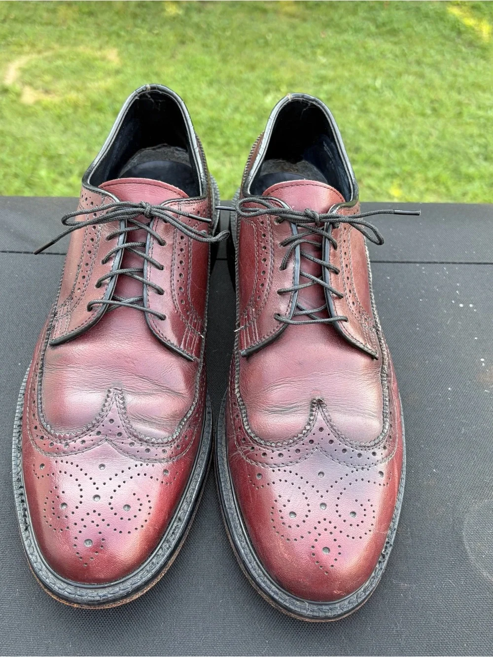 Vintage 1990 Bostonian Men's 10 D Burgundy Leather Wingtip Oxford Shoes USA